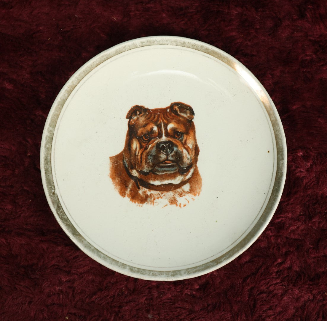 Lot 024 - Antique Bully Dog Pitbull Bulldog Plate, Marked Sevres