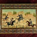 Lot 028 - Antique Micro Mosaic Hand Painted Bone Box Depicting Men On Horseback, Intricate Inlay, Note Wear And Losses, Likely Persian, Middle Eastern