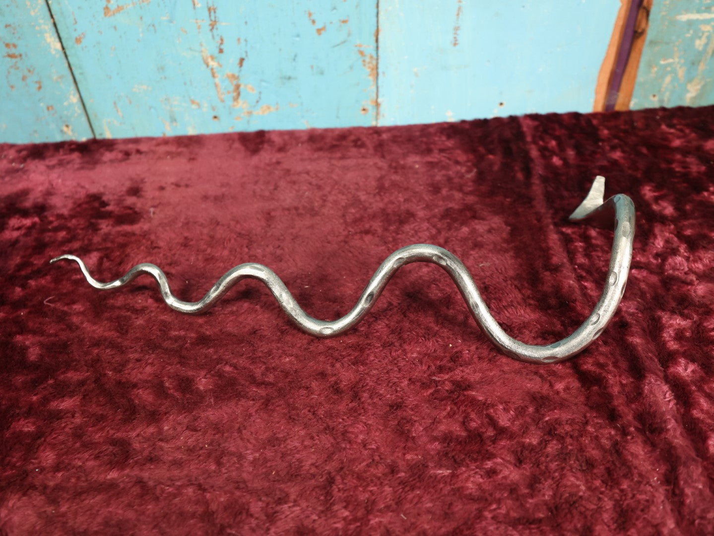 Lot 031 - Vintage Folk Art Metal Craft Slithering Cobra Snake Figure, Forged Steel