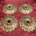 Lot 032 - Antique Brass Or Bronze Floral Ceiling Lamp Rosette Finials, Grouping Of Four, No Additional Parts Included, Salvage