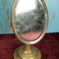 Lot 034 - Antique Brass Beveled Glass Swivel Base Shaving Mirror