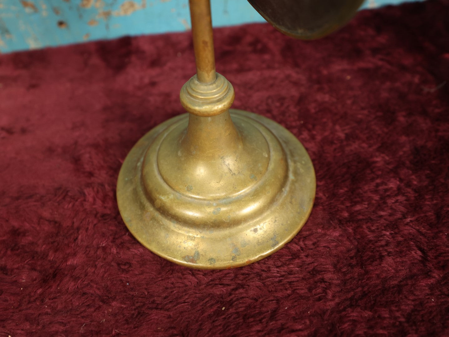 Lot 034 - Antique Brass Beveled Glass Swivel Base Shaving Mirror