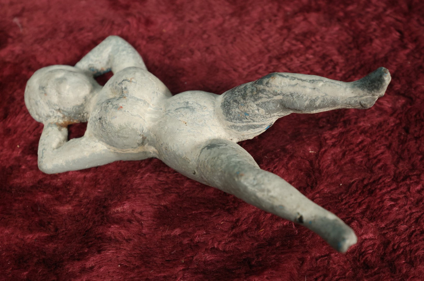 Lot 035 - Antique Re-Painted Cast Iron Naughty Nelly Risque Nude Boot Jack, Layers Of Old Paint, Rust On Bottom