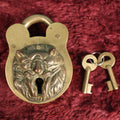 Lot 036 - Vintage Reproduction Of An Antique Lion Face Lock With Two Keys, Patented February 18,1896 (Circa 1970s Repro), Decorative And Functional