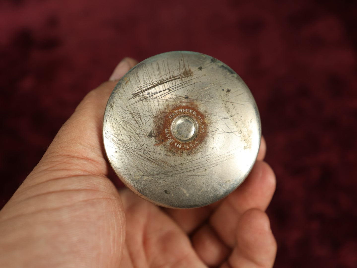 Lot 037 - Antique Silver Plate Collapsible Cyclist's Cup With Lid, Ornate Design, Patented 1897, Made In U.S.A.