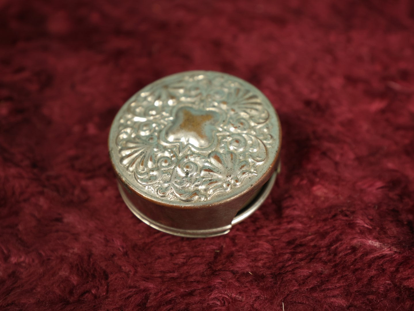 Lot 037 - Antique Silver Plate Collapsible Cyclist's Cup With Lid, Ornate Design, Patented 1897, Made In U.S.A.