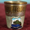 Lot 038 - Antique English "Just A Thimble Full" Novelty Shot Glass, Souvenir Of Trinidad, Marked R.D. 707065