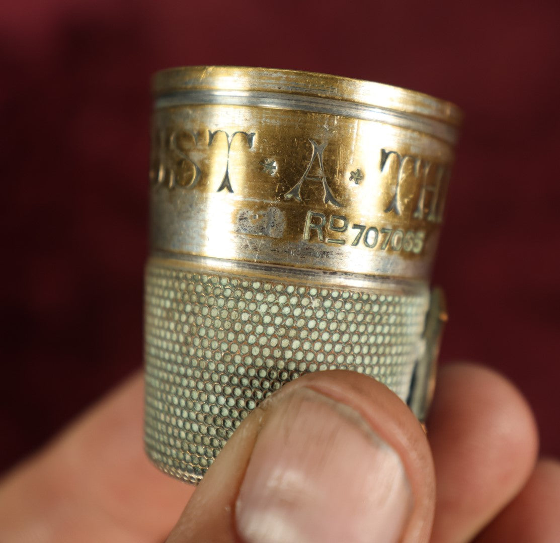 Lot 038 - Antique English "Just A Thimble Full" Novelty Shot Glass, Souvenir Of Trinidad, Marked R.D. 707065