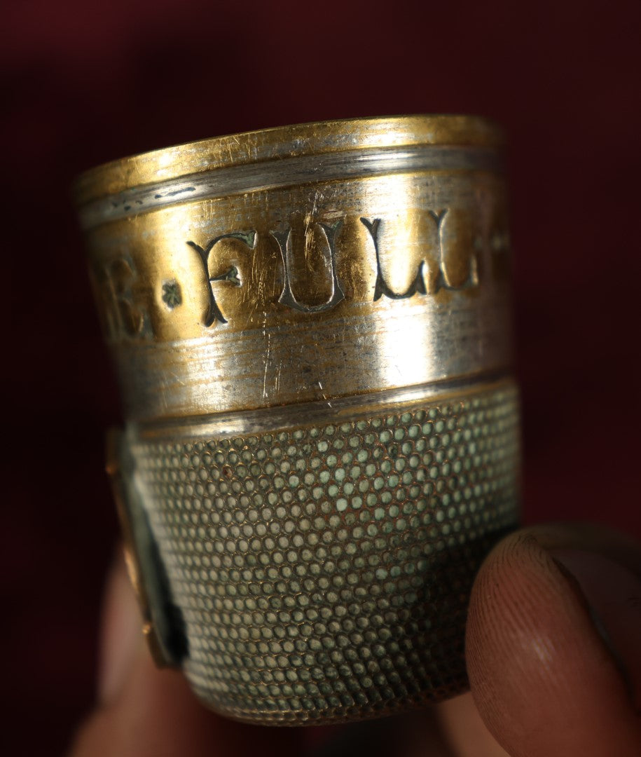 Lot 038 - Antique English "Just A Thimble Full" Novelty Shot Glass, Souvenir Of Trinidad, Marked R.D. 707065