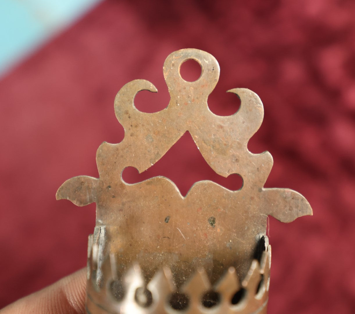 Lot 041 - Antique Cut Metal Match Safe With Gothic Design, Brass Or Bronze