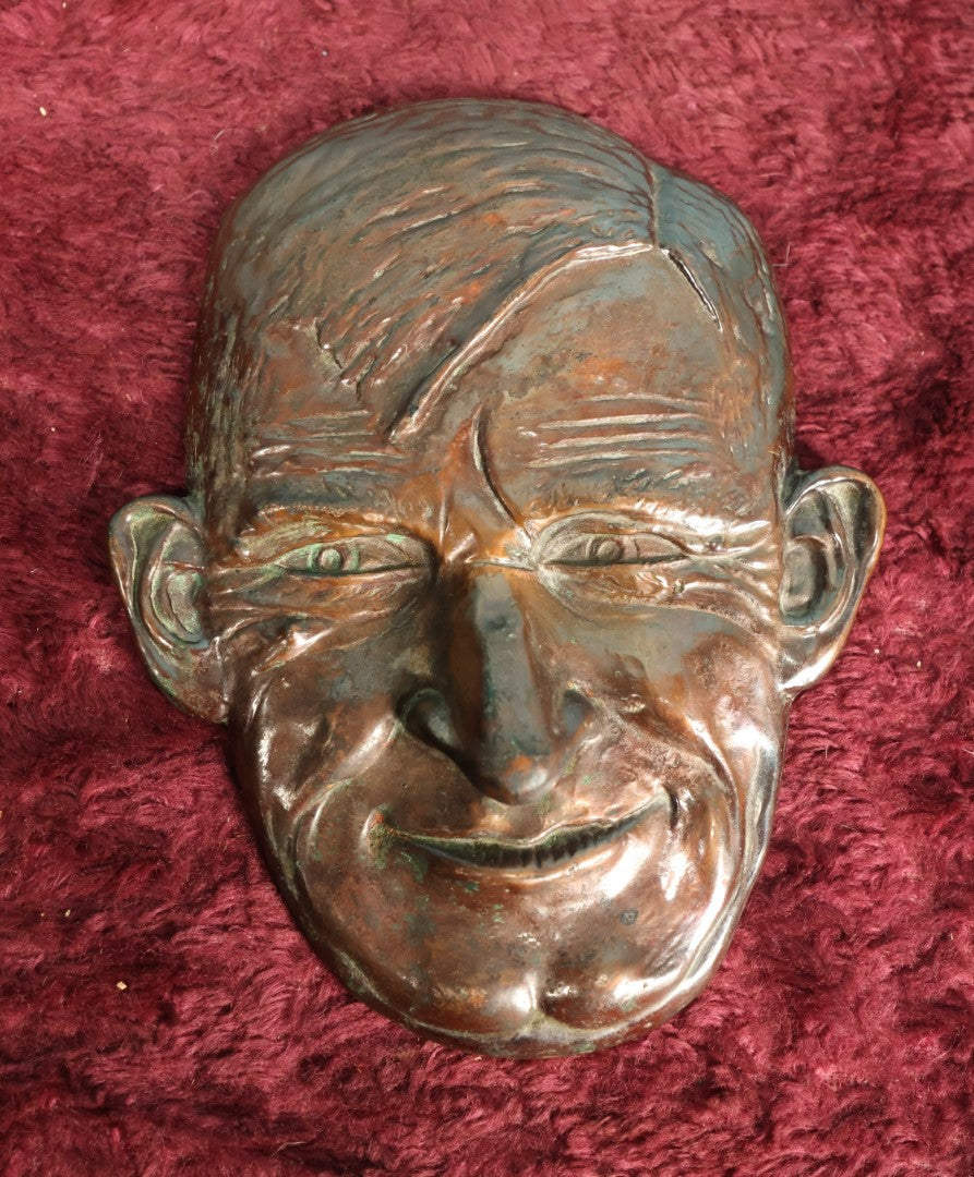 Lot 045 - Vintage Cast Plaster Bronze Washed Face Plaque Of Will Rogers