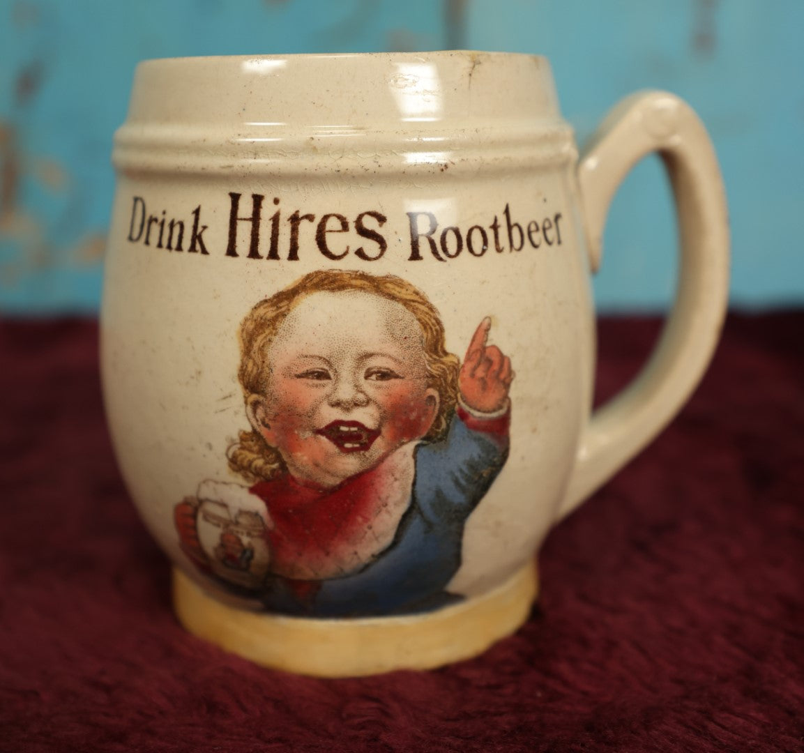 Lot 049 - Antique Hires Root Beer Soda German Stein, Stoneware Mug, Made In Germany For The Charles E. Hires Company