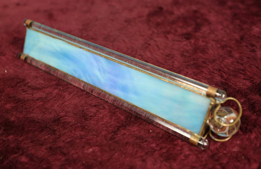 Lot 054 - Vintage Stained Leaded Glass Artisan Kaleidoscope With Marble (Blue Color Exterior Glass With Clear Glass Tubes)