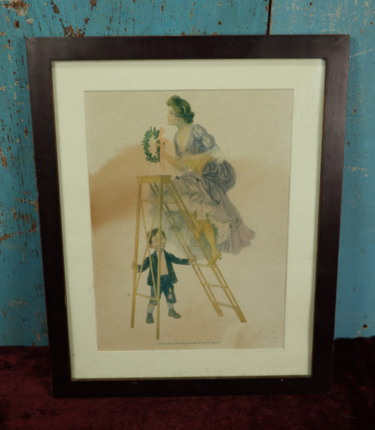 Lot 059 - Antique Risqué Print, "Hully Gee! Dis Decoration Is Out O' Sight," Little Boy Looking Up Woman's Skirt, Furst Bros. & Co. Publishers, Baltimore, Maryland