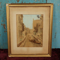 Lot 063 - Early Antique Hand Colored Photograph Of A Venice Canal, Italy, In Original Frame Wood Back