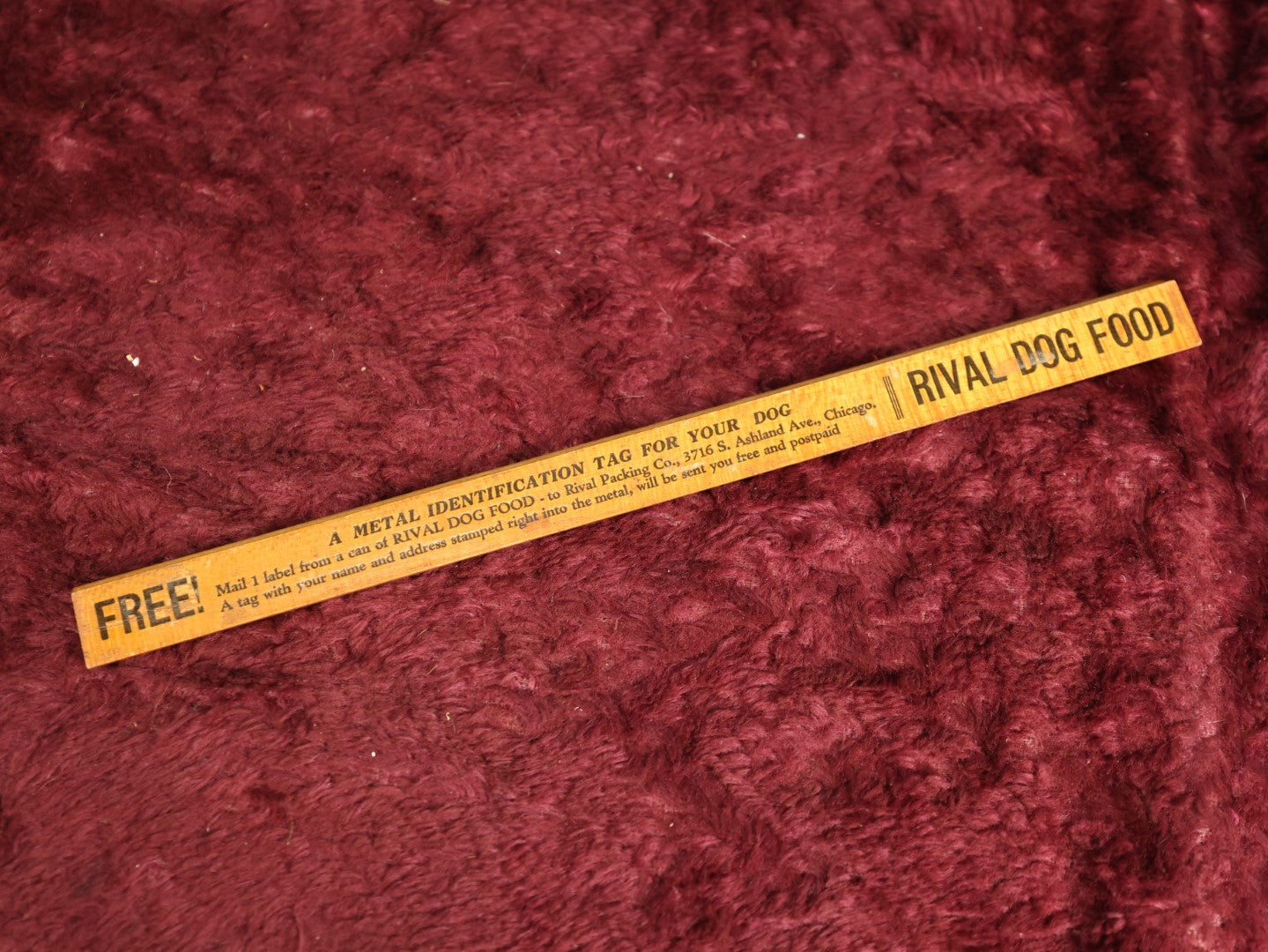 Lot 081 - Vintage Rival Dog Food 12-Inch Advertising Ruler