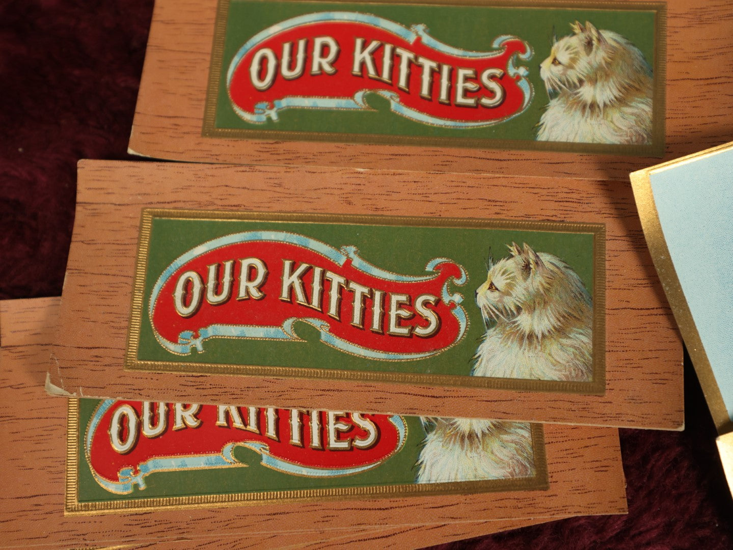 Lot 083 - Grouping Of Vintage Cigar Box Labels, 20X Our Kitties And 2X White Cat