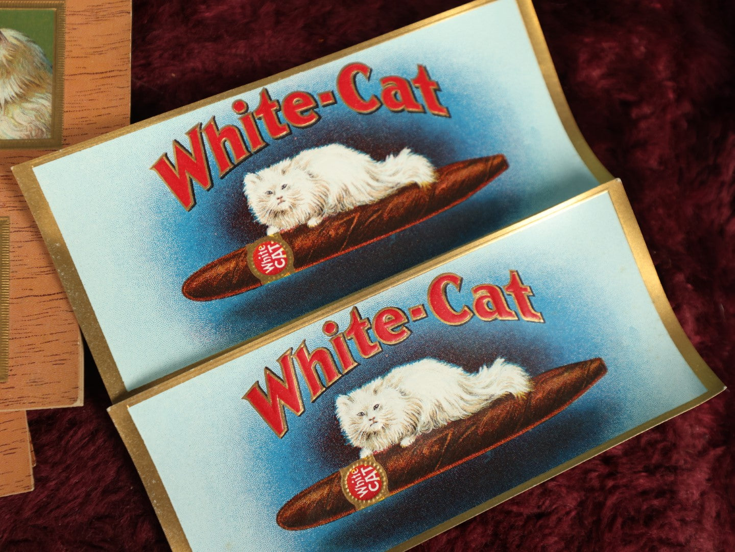 Lot 083 - Grouping Of Vintage Cigar Box Labels, 20X Our Kitties And 2X White Cat