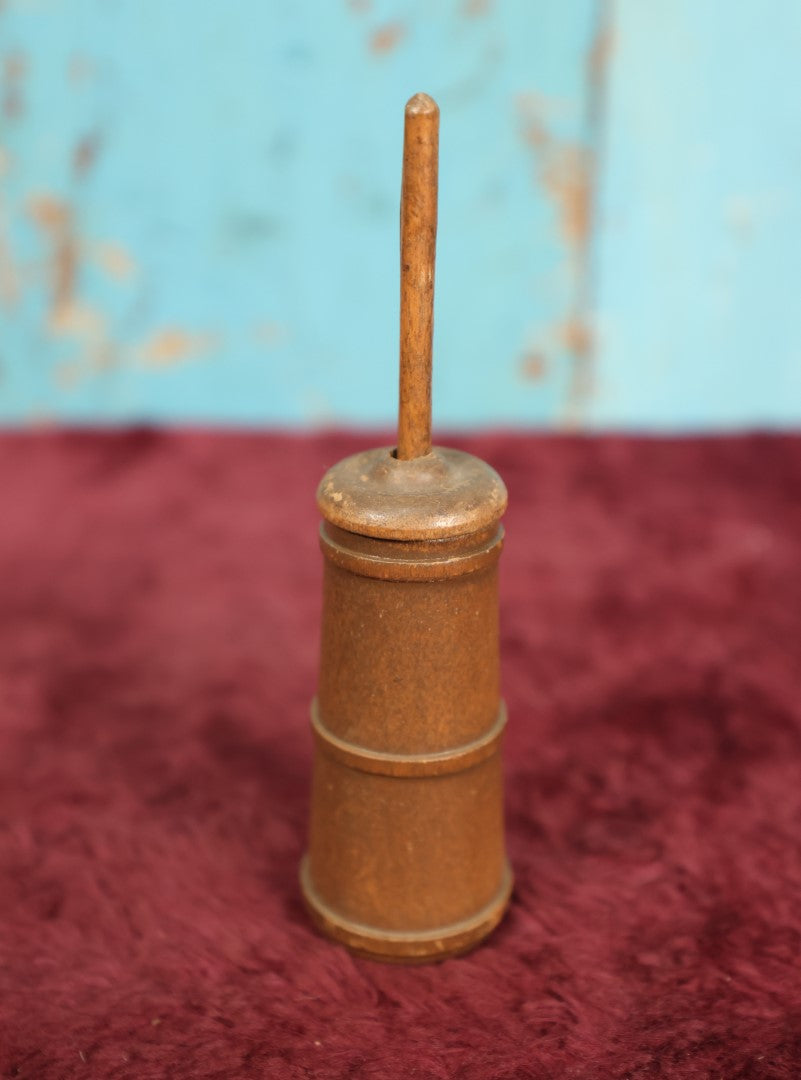 Lot 085 - Vintage Folk Art Miniature Butter Churn, Prisoner Made In Maine, Possibly Buckfield, Losses To Paper Label Marking On Bottom