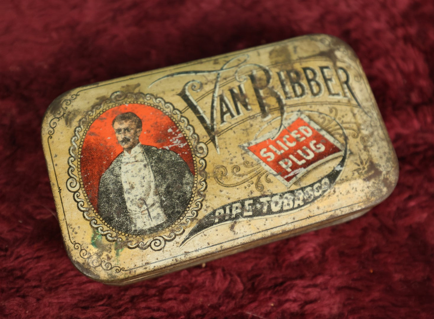 Lot 086 - Antique Van Bibber Mild Sliced Plug Pipe Tobacco Graphic Tin 