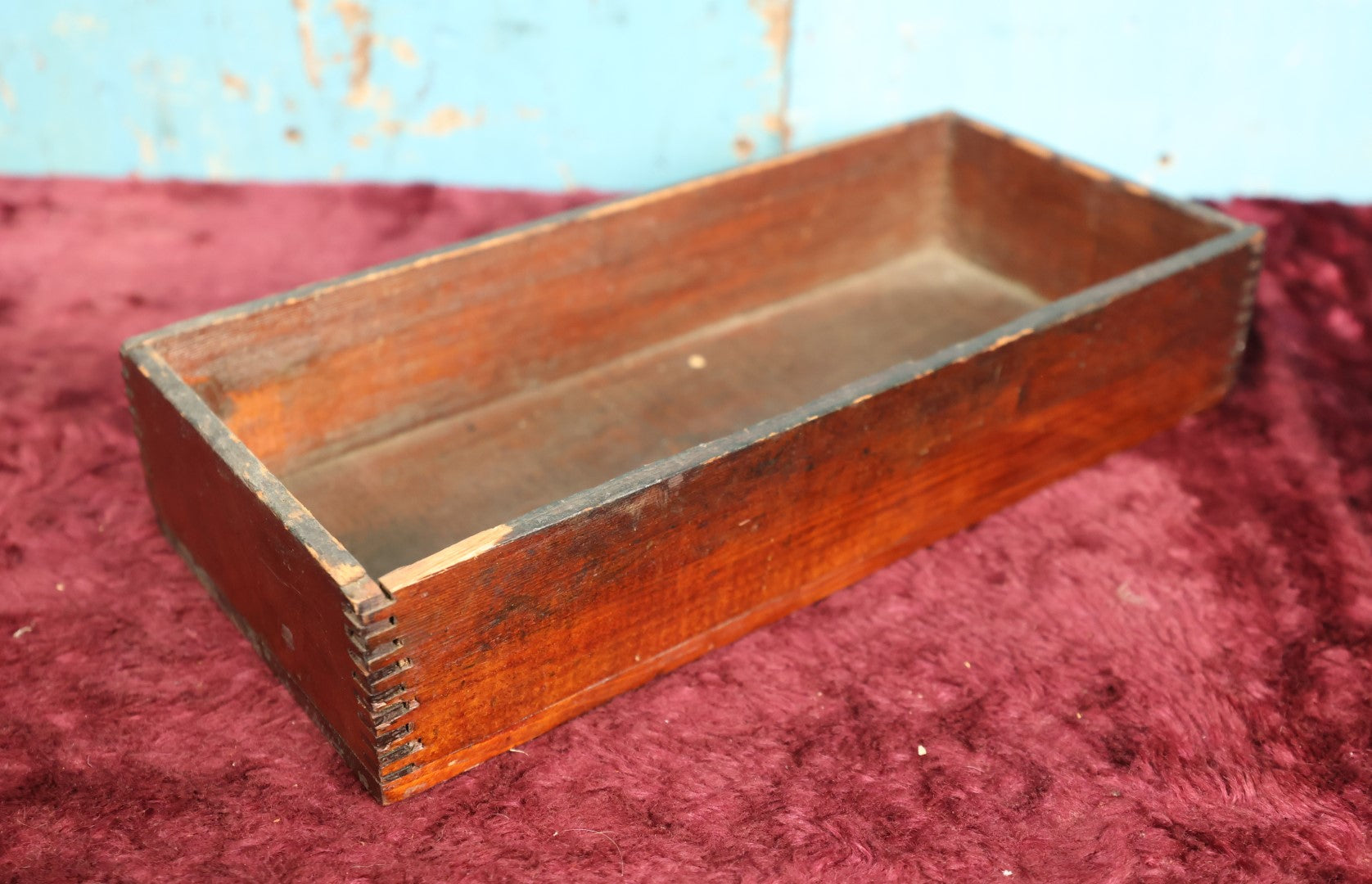 Lot 088 - Antique Wooden Finger Jointed Multi Use Box