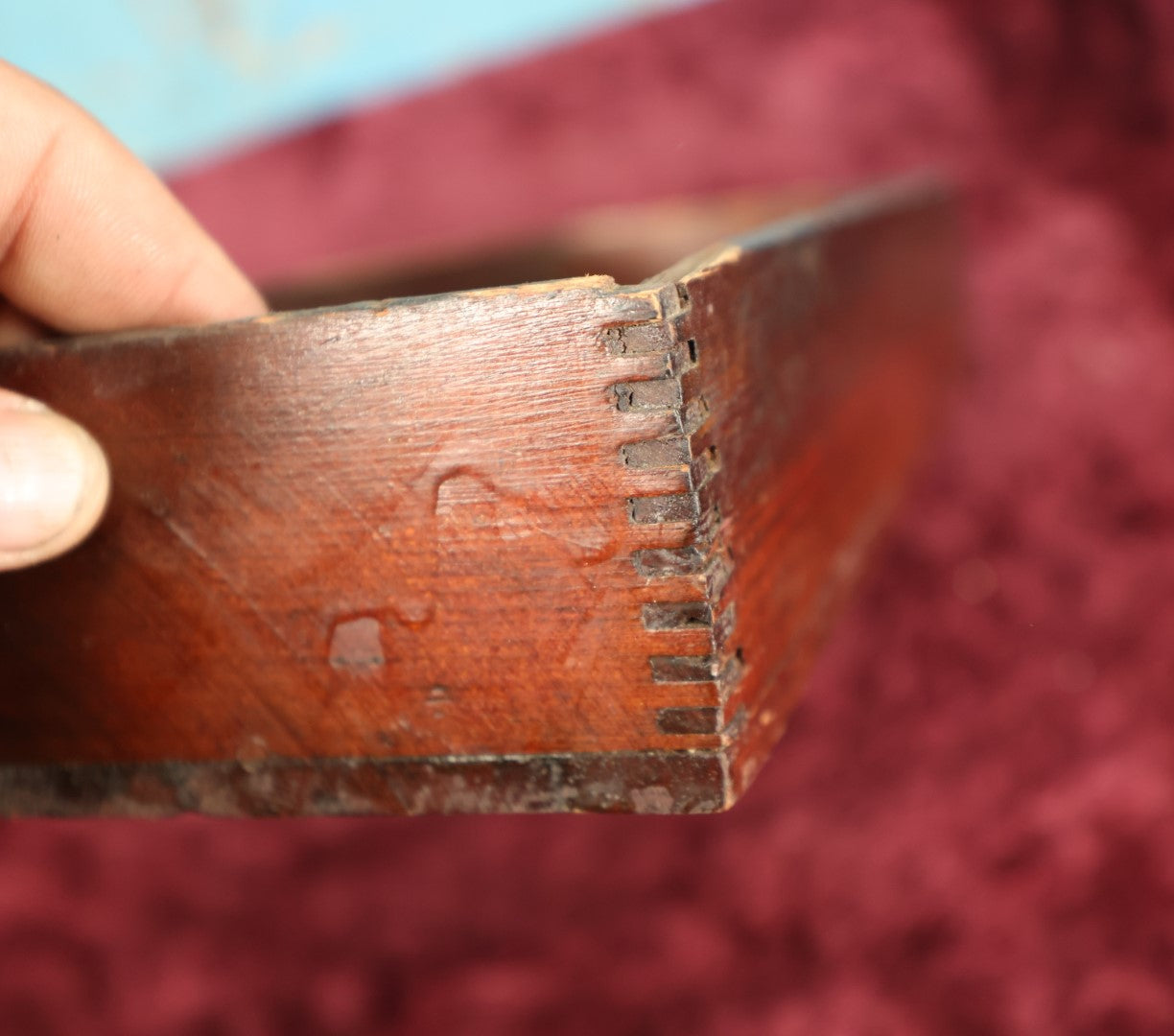 Lot 088 - Antique Wooden Finger Jointed Multi Use Box