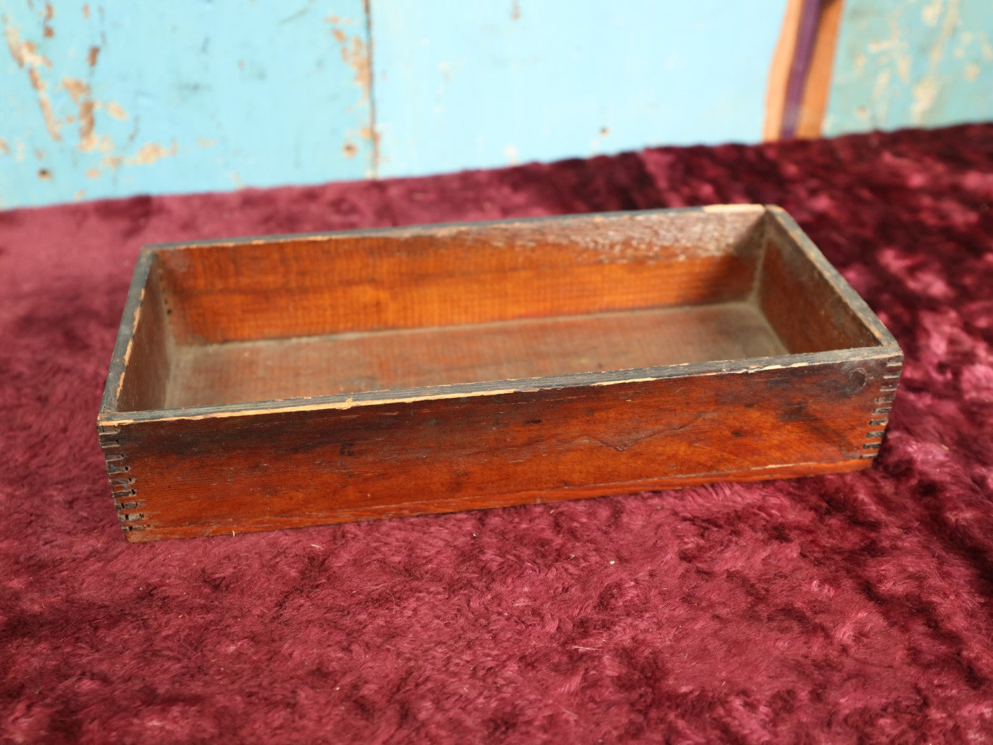 Lot 088 - Antique Wooden Finger Jointed Multi Use Box