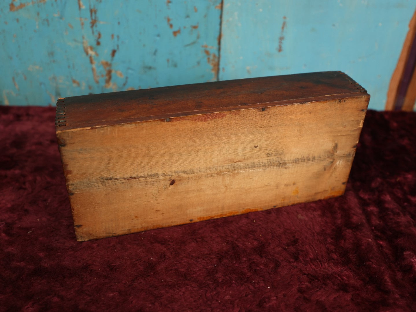 Lot 088 - Antique Wooden Finger Jointed Multi Use Box