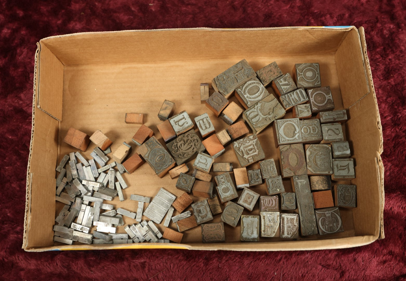 Lot 091 - Grouping Of Antique Letter Press Printing Block Stamps, Mostly Letters, Collection Of 50+ And Extras, Old English, Gothic Type Set, Steampunk