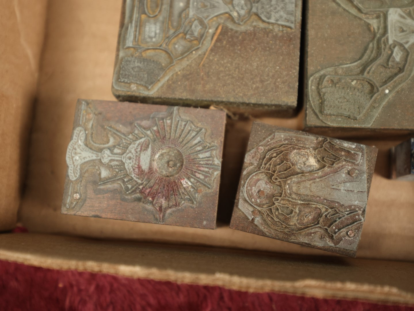 Lot 093 - Grouping Of Antique Religious Printing Blocks Letter Press Stamps, Mostly Featuring Scenes Of The Christian Eucharist, Church Printing Blocks, Approximately 25 Pieces