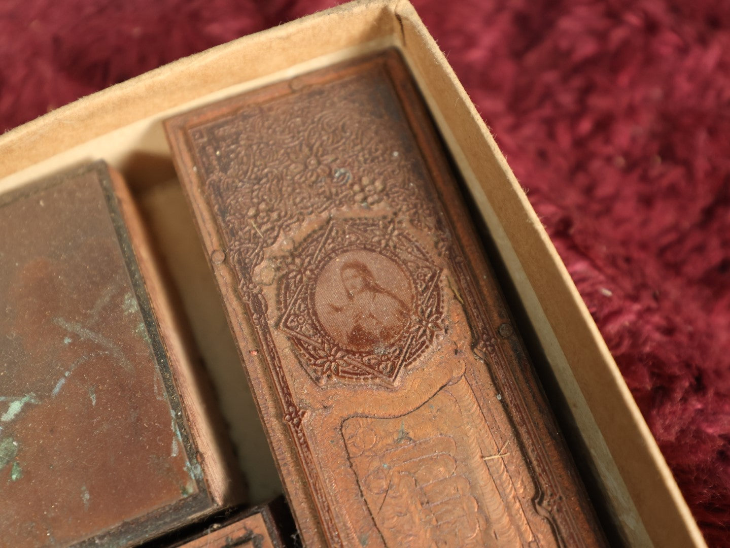 Lot 094 - Grouping Of Antique Religious Printing Blocks Letter Press Stamps Mostly Depicting Jesus, Religiuous Scenes, Larger Size Blocks, 10+ Pieces