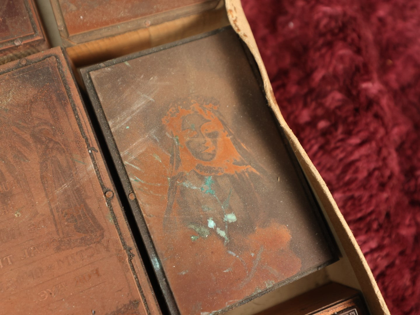 Lot 094 - Grouping Of Antique Religious Printing Blocks Letter Press Stamps Mostly Depicting Jesus, Religiuous Scenes, Larger Size Blocks, 10+ Pieces