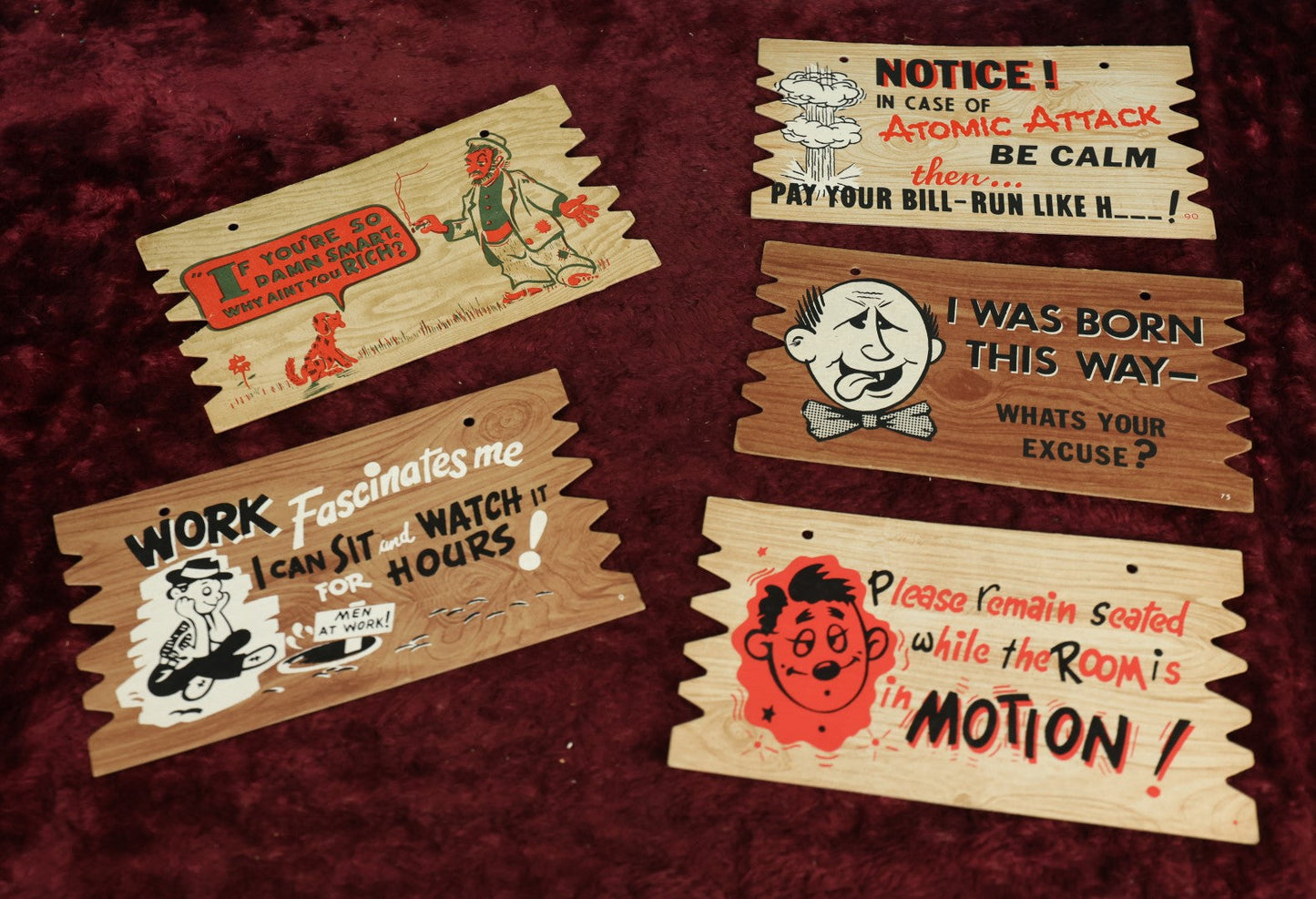 Lot 101 - Grouping Of Five Large Vintage Novelty Humorous Gag Jumbo Postcards, Circa 1940s, "Plak Kard"