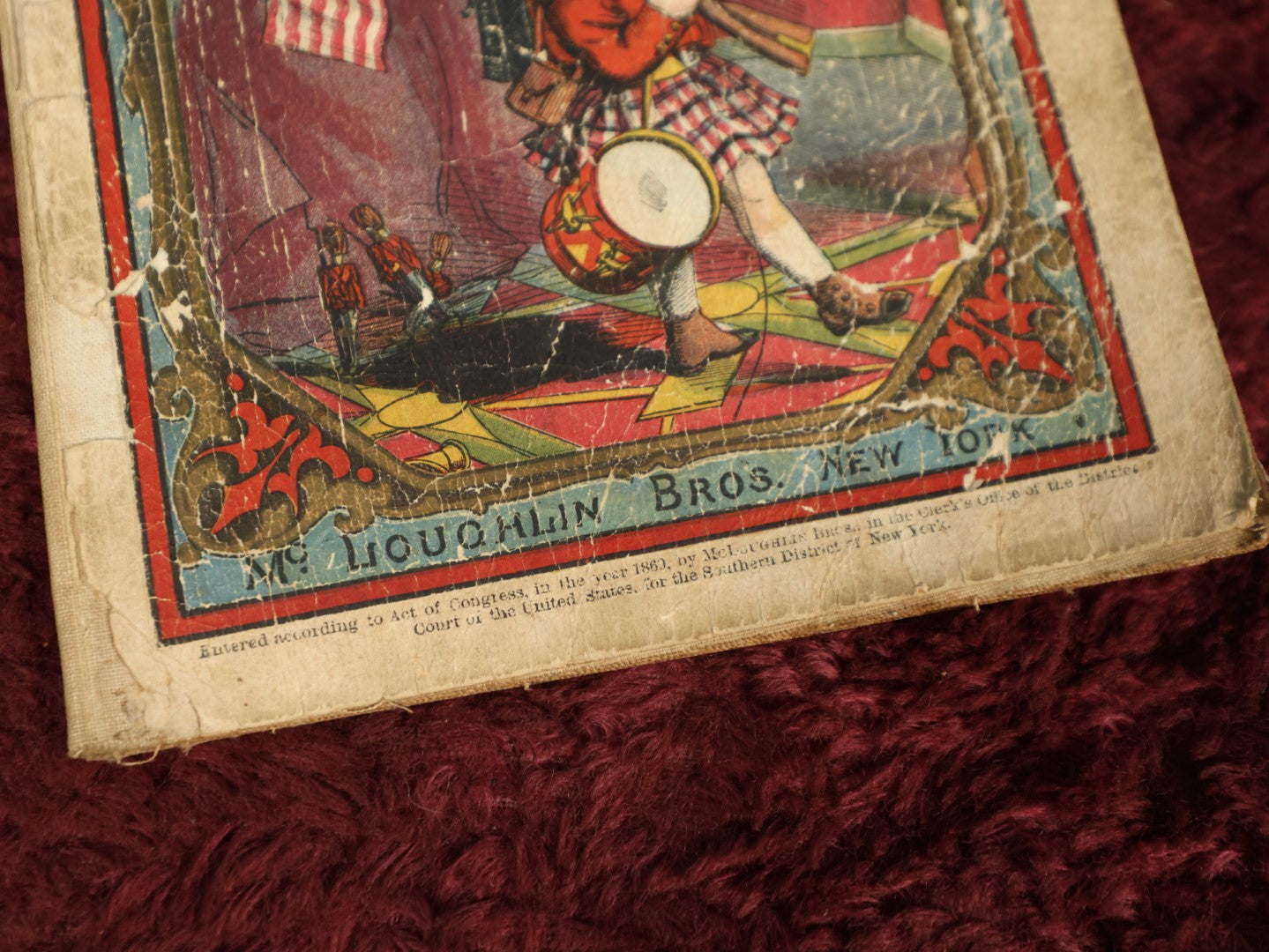 Lot 103 - Antique Mcloughlin Brothers, New York Linen Children's Book, "Joyful Tales, Jingles, And Jokes For Little Folks," Circa 1869