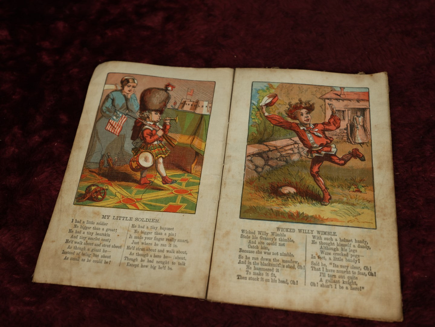 Lot 103 - Antique Mcloughlin Brothers, New York Linen Children's Book, "Joyful Tales, Jingles, And Jokes For Little Folks," Circa 1869