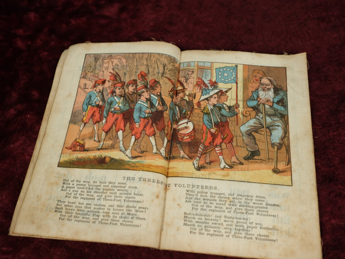 Lot 103 - Antique Mcloughlin Brothers, New York Linen Children's Book, "Joyful Tales, Jingles, And Jokes For Little Folks," Circa 1869