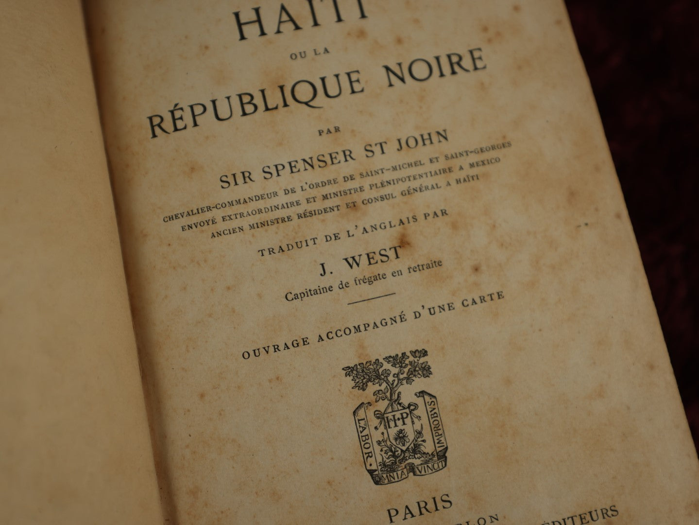 Lot 115 - Antique Book, "Haiti, The Black Republic," French Translation, Post Revolutionary History Of Haiti, By Sir Spenser St. John, Paris, 1886