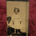 Lot 124 - Single Tintype Photo, Little Girl Baby Toddler Blonde With Curls Standing On Chair