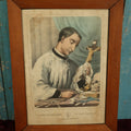 Lot 013 - Antique Hand Colored Lithograph Of Saint Louis De Gonzague (Aloysius Gonzaga), With Skull In Image, Patron Saint Of Youth And Purity, Marked Paris, L. Turgis, Framed