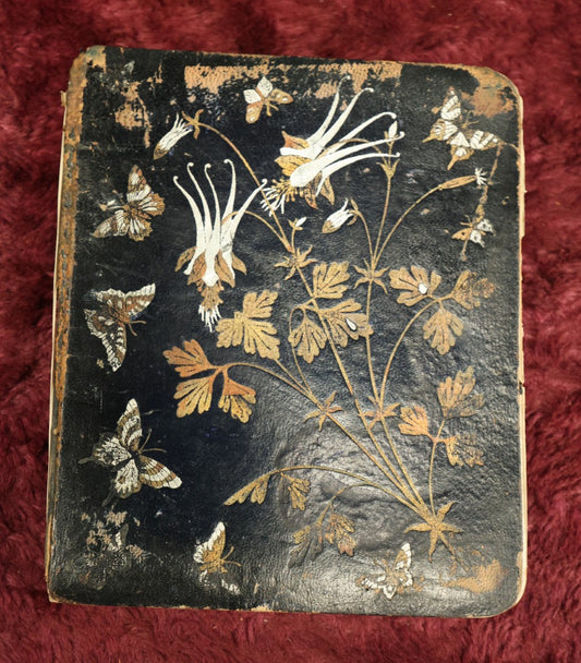 Lot 017 - Victorian Autograph Album With Many Signatures, Embossed Cover With Flowers, Gilt Fore Edge, Circa 1885, Brimfield, Massachusetts