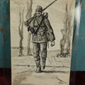Lot 021 - Antique Pen And Ink Drawing Of A Civil War Soldier, Likely Done By A Civil War Veteran, Signed Thayer '72, Shenandoah '64, VI Corps, Union Army