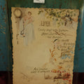 Lot 026 - Hand Painted 1888 Calendar Poem With Father Time, Holding A Sickle, Holding A Baby Child Up To Clock
