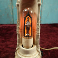 Lot 028 - Antique Auerolux Neon Filament Lightbulb With The Virgin Mary In Porcelain Light Fixture, Fabric Cord, Working Condition
