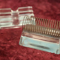 Lot 039 - Pair Of Antique Glass Desk Accessories, Including Coiled Spring "Adairack" Letter Holder By Cushman And Denison Manufacturing Company