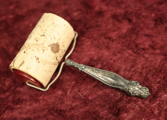 Lot 044 - Antique Sterling Silver Handled Rolling Ink Blotter With Monogram, Marked Sterling