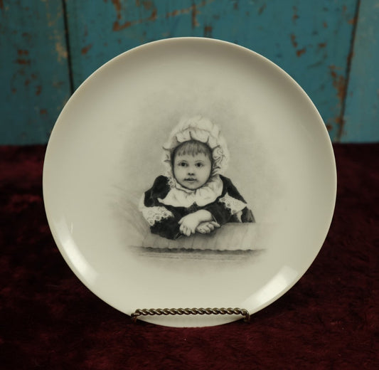 Lot 046 - Antique Hand Painted Plate Of Young Child Leaning, In Bonnet, Artist Signed A.R., January 4, 1887, H & Co., Haviland & Co, Limoges, France