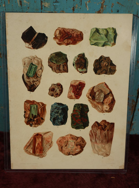 Lot 051 - Antique Chromo Lithograph Of Various Gemstones, Copyright 1896 By F.E. Wright, Julius Bien & Co., New York