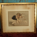 Lot 053 - Antique Color Print Of Willem Johann "J.M." Marten's "Cupid's Kiss," Psyche Kissing Cupid, Nude