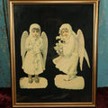 Lot 062 - Pair Of Antique Framed Winter Angel Christmas Die Cuts, Likely Printed In Germany, Modern Framing