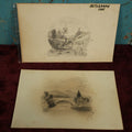 Lot 070 - Pair Of Original Landscape Pencil Sketches Depicting Waterfall, And Bridge With Mountains In The Background, Likely Out Of Autograph Album, One Dated 1885, Other Signed J.S. Fowler, 1874